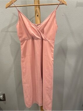 G2000 Sleeveless V-Neck Midi Dress, spaghetti strap, peach color